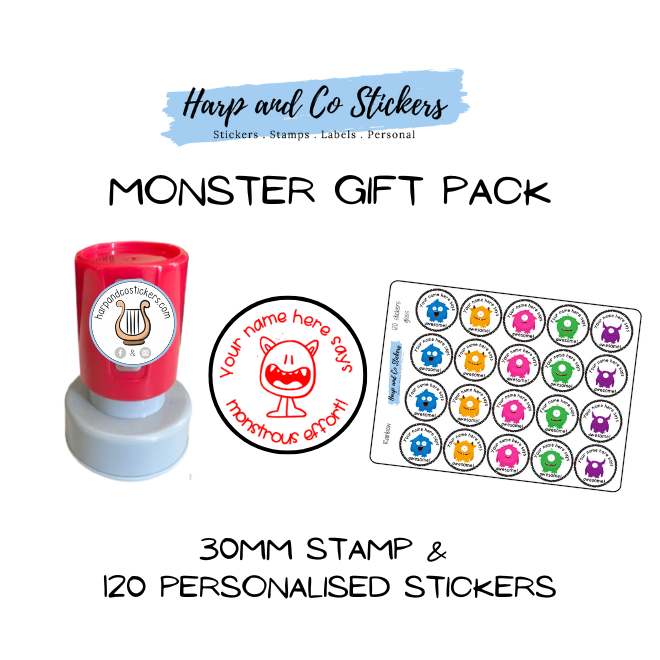 Gift Pack 30mm Stamp + 120 Stickers - Monster