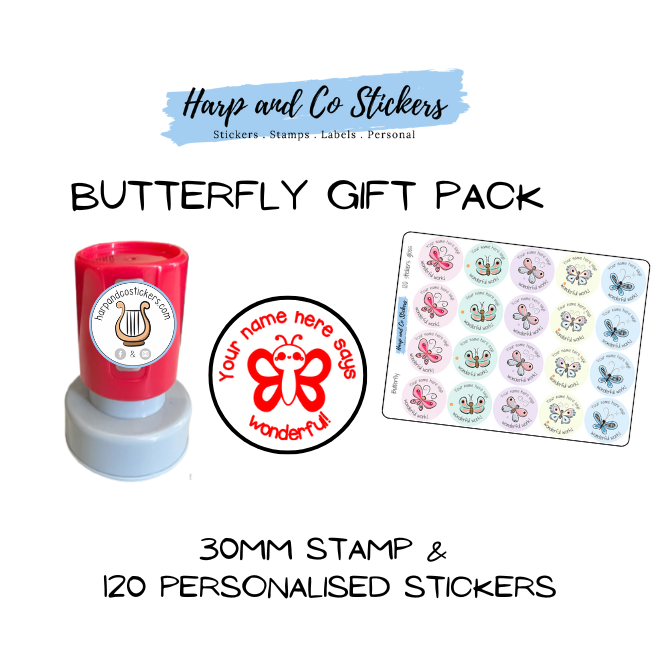 Gift Pack 30mm Stamp + 120 Stickers - Butterfly