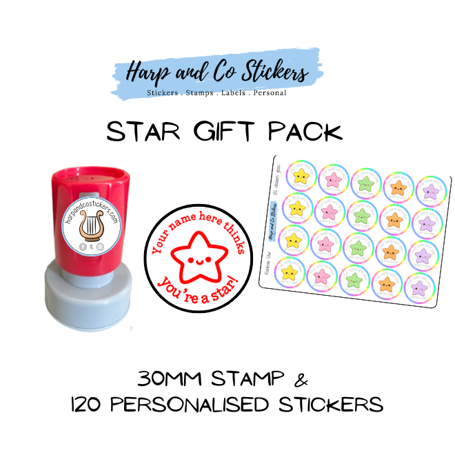 Gift Pack 30mm Stamp + 120 Stickers - Star