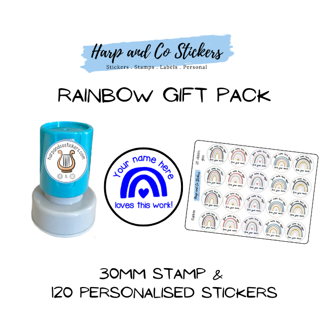 Gift Pack 30mm Stamp + 120 Stickers - Rainbow