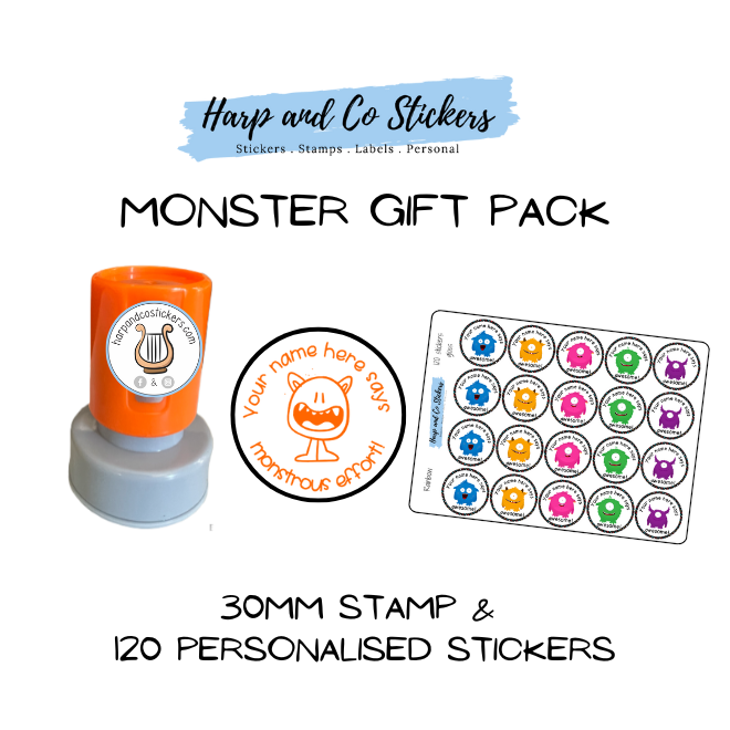 Gift Pack 30mm Stamp + 120 Stickers - Monster