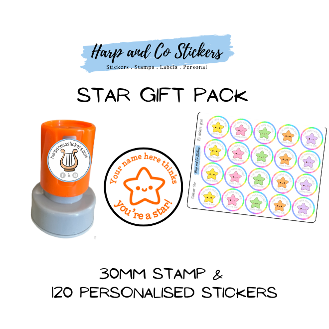 Gift Pack 30mm Stamp + 120 Stickers - Star