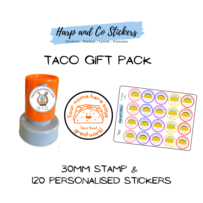 Gift Pack 30mm Stamp + 120 Stickers - Taco