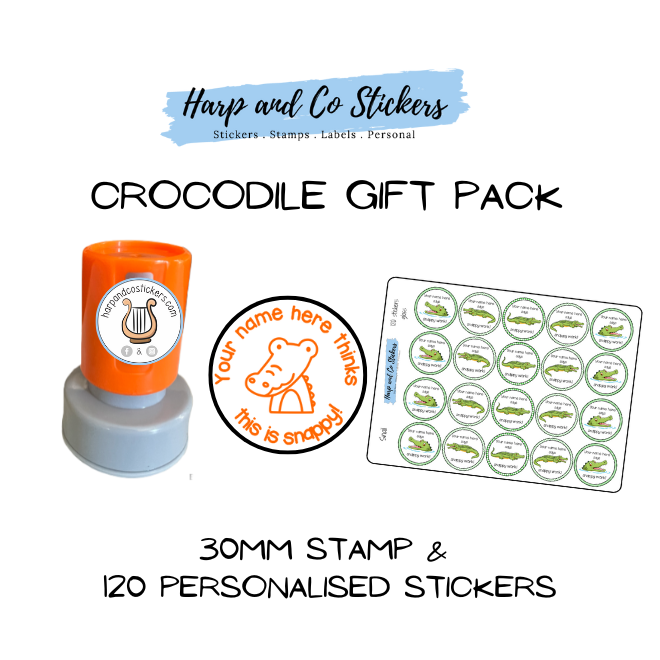 Gift Pack 30mm Stamp + 120 Stickers - Crocodile