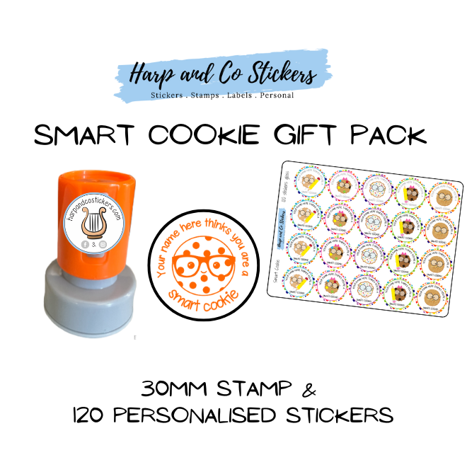 Gift Pack 30mm Stamp + 120 Stickers - Smart Cookie