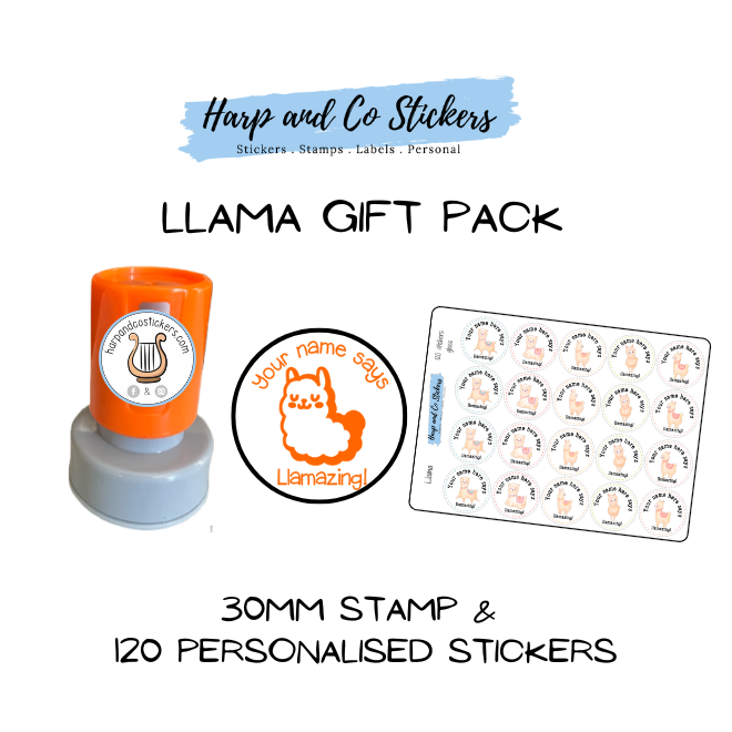 Gift Pack 30mm Stamp + 120 Stickers - Llama