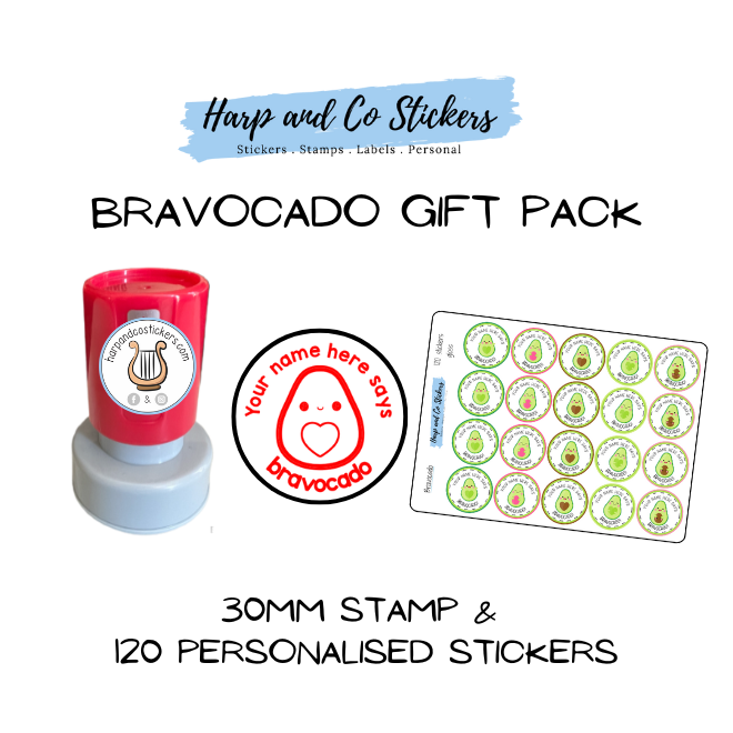 Gift Pack 30mm Stamp + 120 Stickers - Bravocado