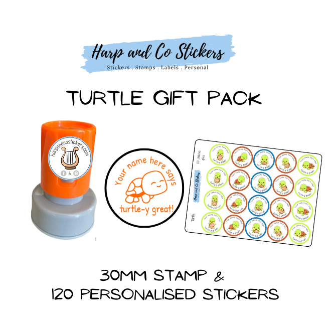 Gift Pack 30mm Stamp + 120 Stickers - Turtle