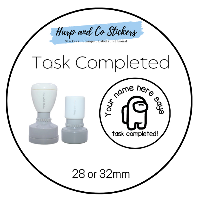 28 or 32mm Personalised Round Stamp - *Task Completed* - Great for the classroom!