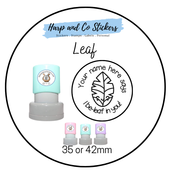 35 or 42mm Personalised Merit Stamp - *Leaf* - Great for the classroom!