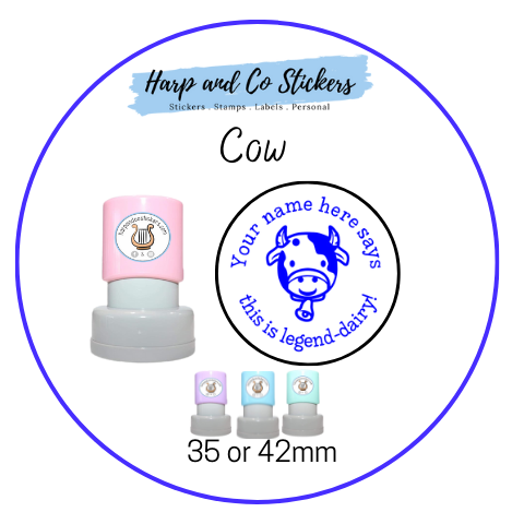 35 or 42mm Personalised Merit Stamp - *Cow* - Great for the classroom!