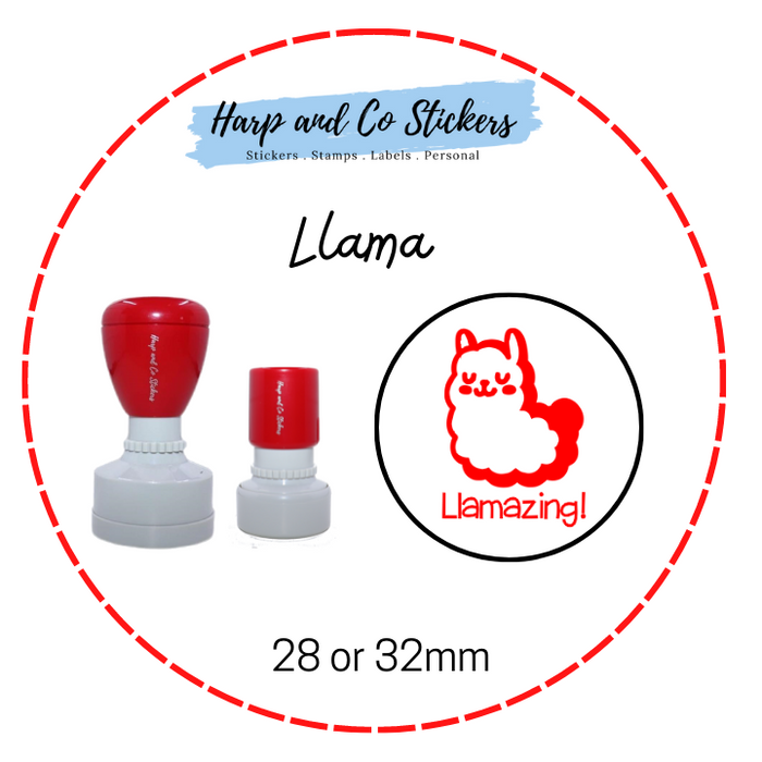 28 or 32mm Round Stamp - Llama