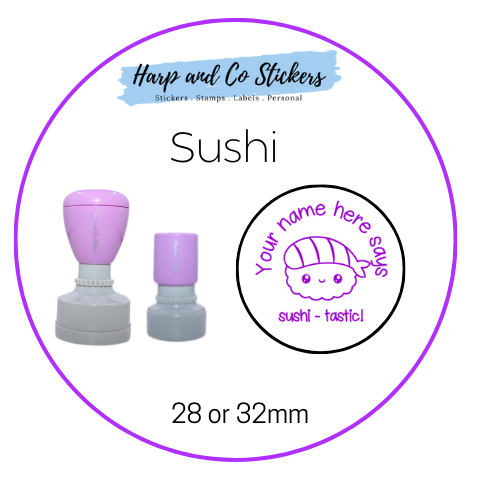 28 or 32mm Personalised Round Stamp - Sushi
