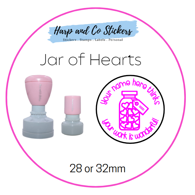 28 or 32mm Personalised Merit Stamp -Jar of Hearts