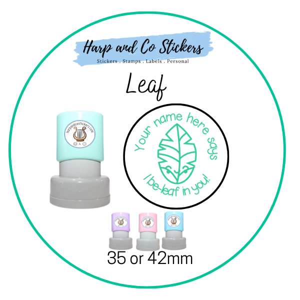 35 or 42mm Personalised Merit Stamp - *Leaf* - Great for the classroom!