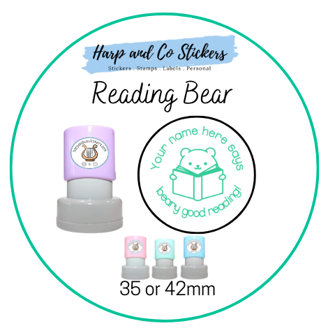 35 or 42mm Personalised Merit Stamp - *Reading Bear* - Great for the classroom!